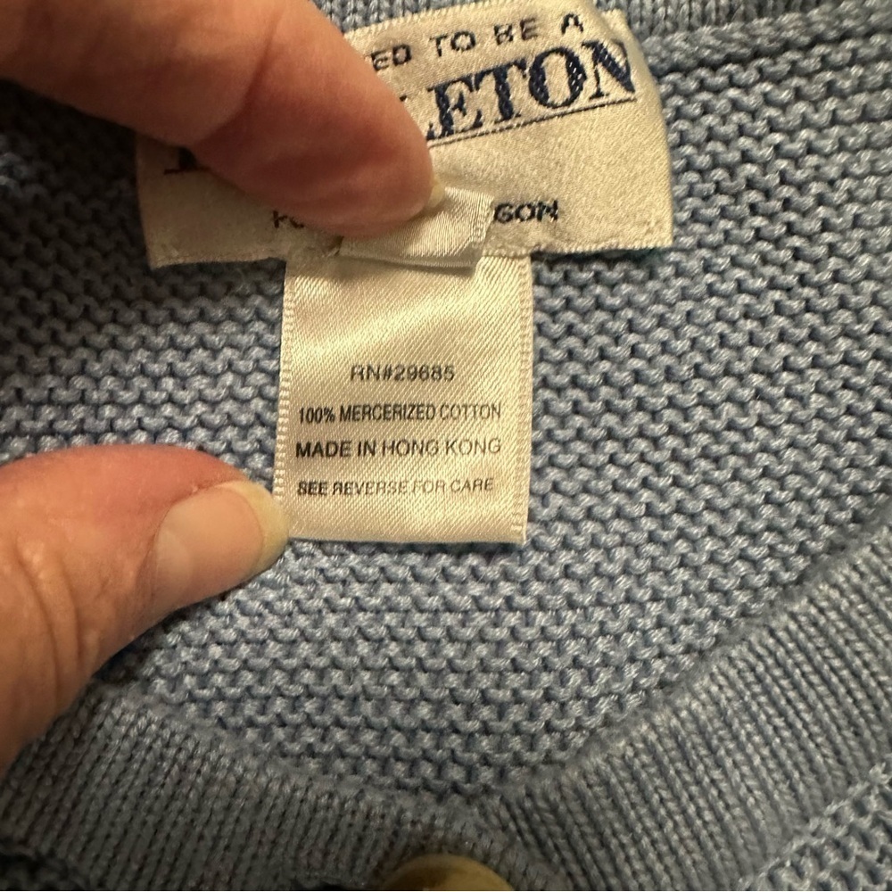 Pendleton Cardigan Coastal Nautical Icy Blue Knit Cottagecore Pastel Size L READ - Picture 5 of 10